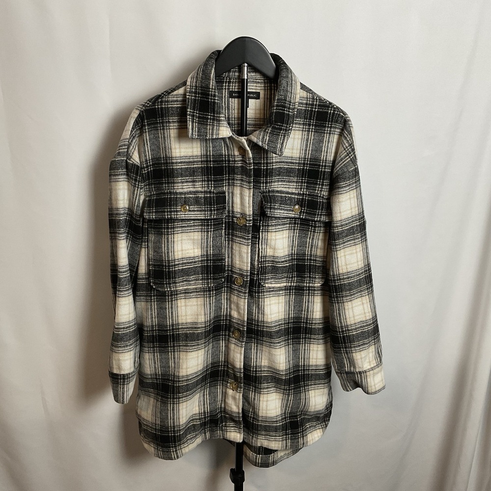 Banana Republic Shacket Women S Oversized Plaid Winter Wool Blend Jacket Outdoor